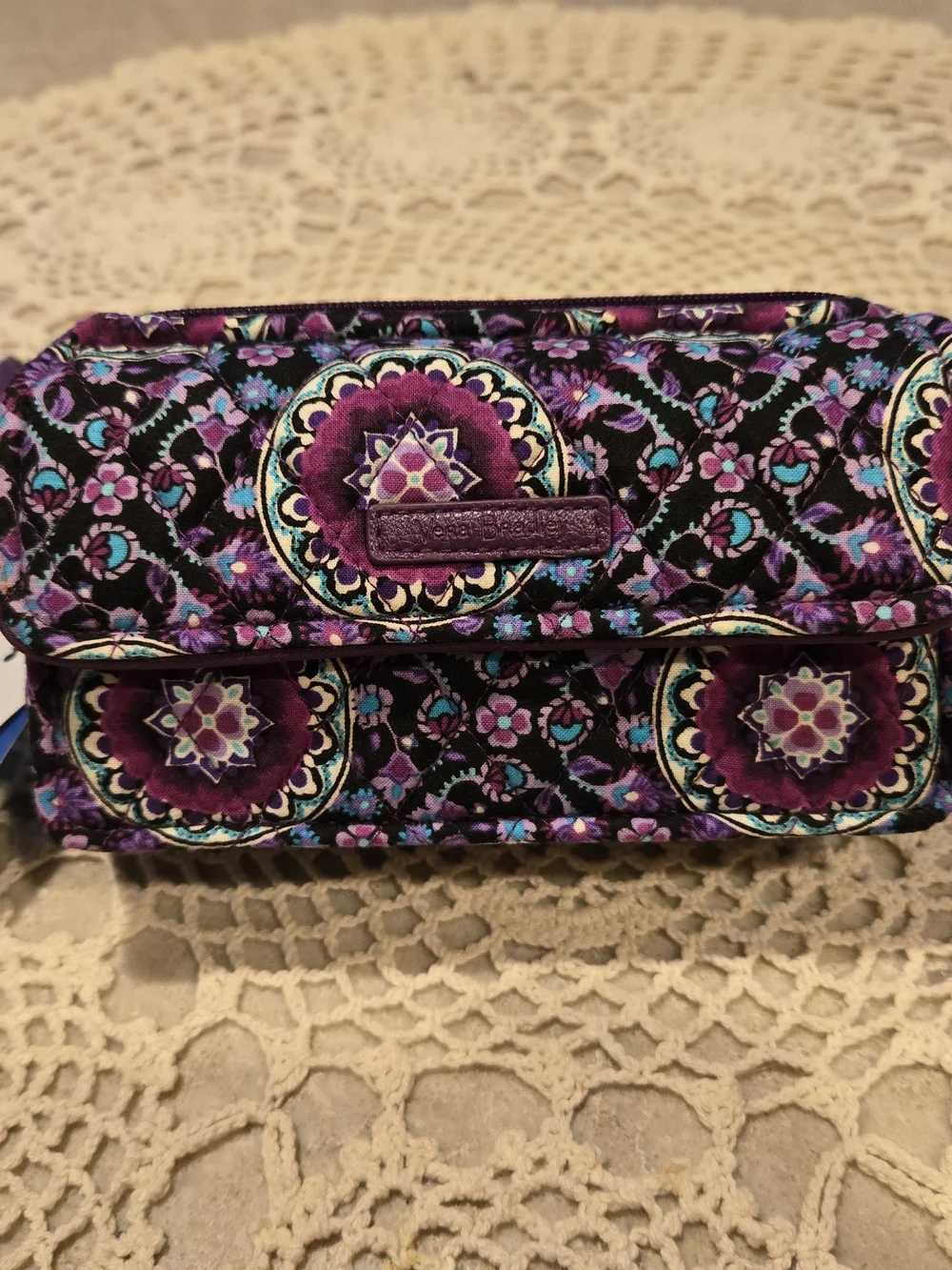 Vera Bradley Purple Medallion Quilted Clutch/Wristlet/Crossbody/Wallet